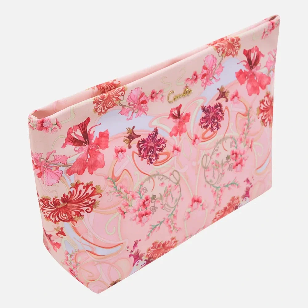 CAMILLA “Blossoms and Brushstrokes pink floral large makeup toiletry travel case